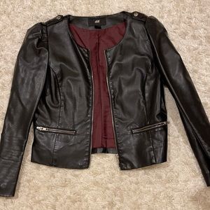 Puff Sleeve Faux Leather Jacket